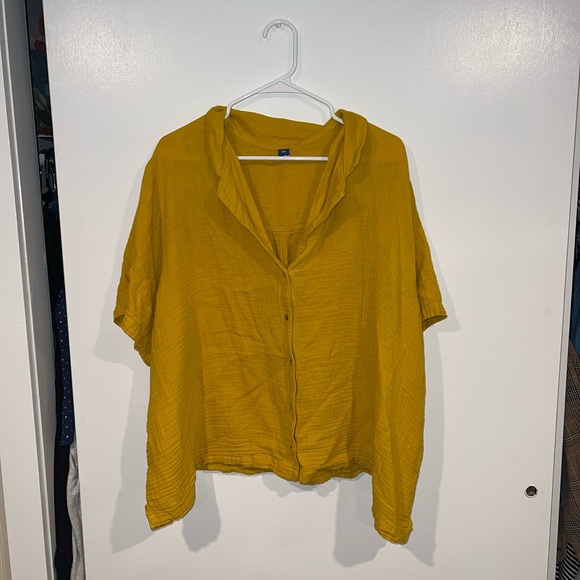Crinkle Gauze Button Down Shirt - Picture 1 of 2
